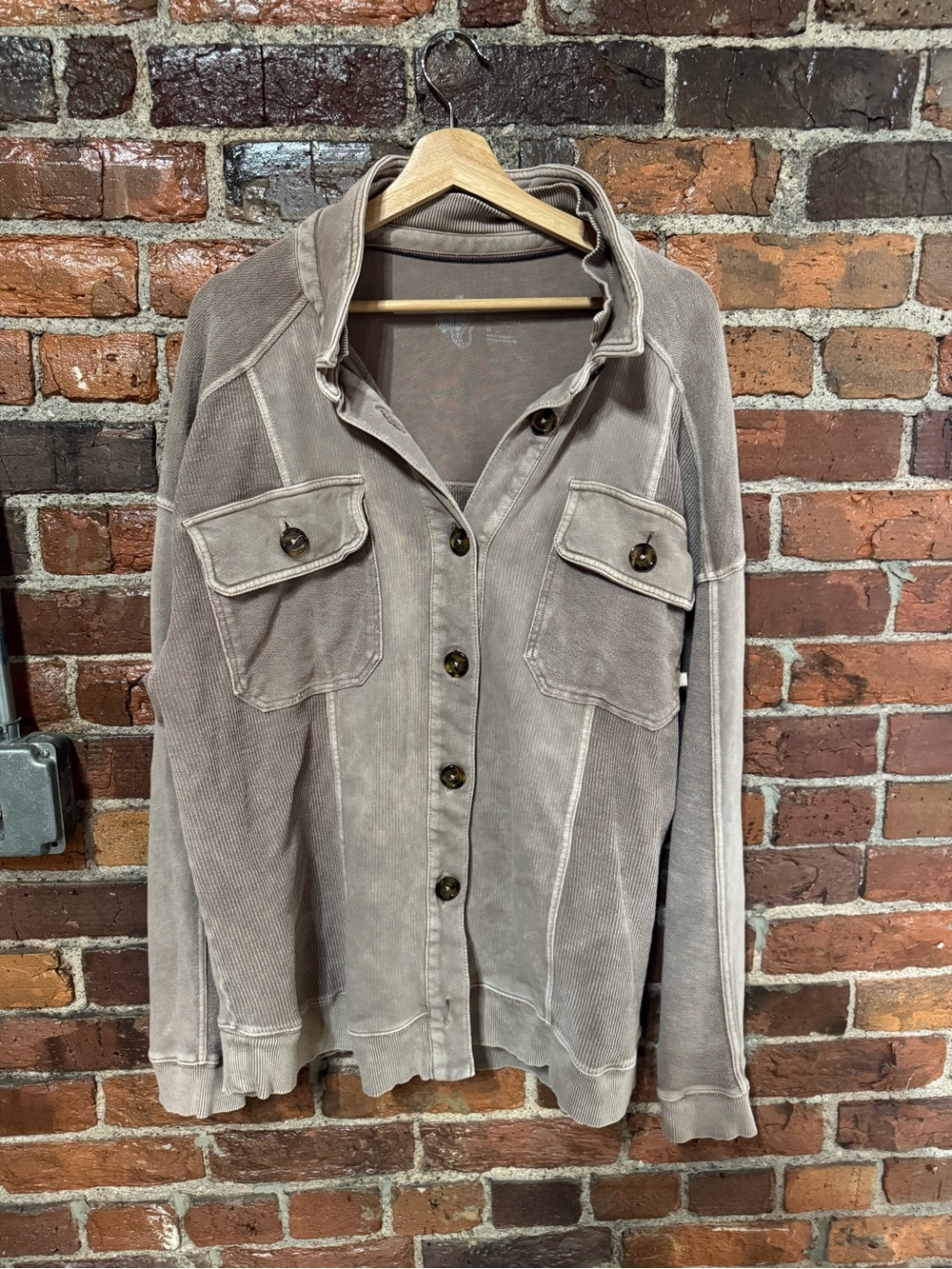 Pilcro Dusty Purple/Taupe Utility Button-Up Shacket Size XL